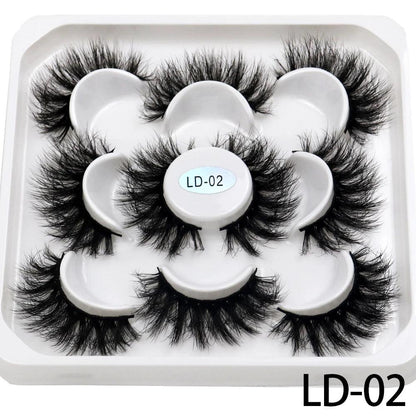 5 Pairs 25mm 3D Mink Eyelashes Bulk Russian roll Fluffy Natural False Eyelash Dramatic Mink lashes Makeup tools Wholesale lashse