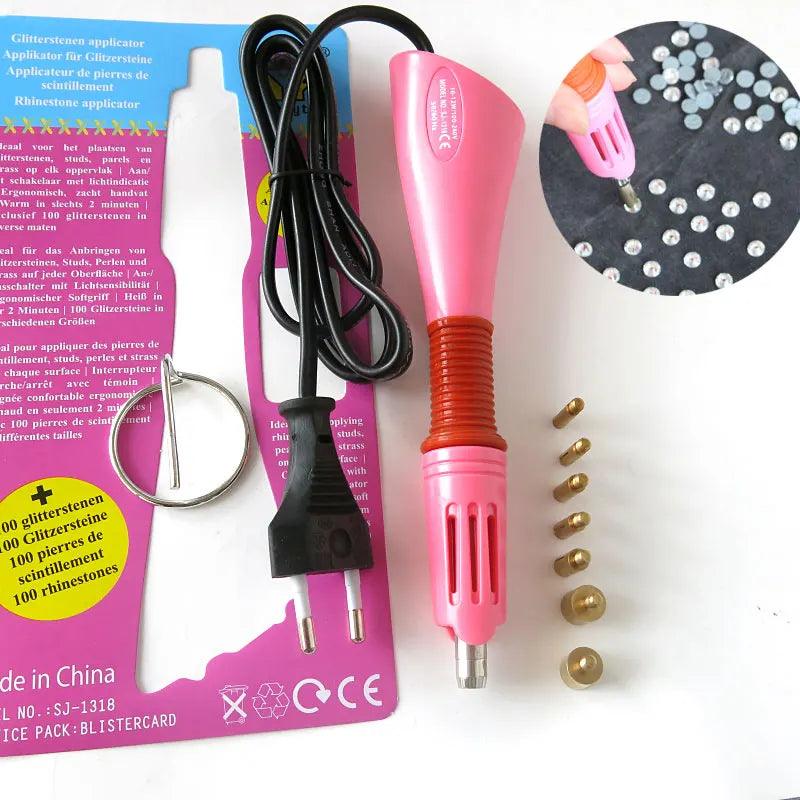 Fast Heated! EU/US Plug White Hotfix Rhinestone Applicator Pink Iron-on Hot Fix Rhinestone Applicator Wand Heat-fix Tool  Y2852