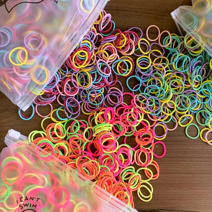 200PCS Colorful Small 2CM Baby Girls Hair Bands Elastic Rubber Bands Kid Hair Ties Ponytail Holder Headbands Hair Accessories