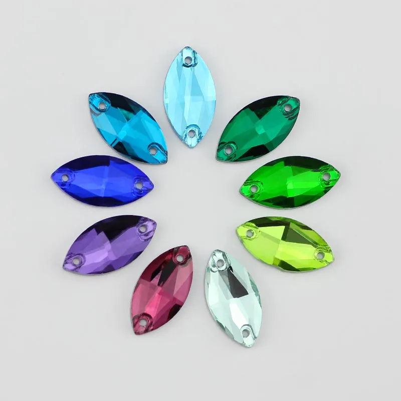 ALL Size ALL Color Navette Sew on Crystal Rhinestones Flatback Marquise Sew on stone for Making wedding DIY  bags shoes