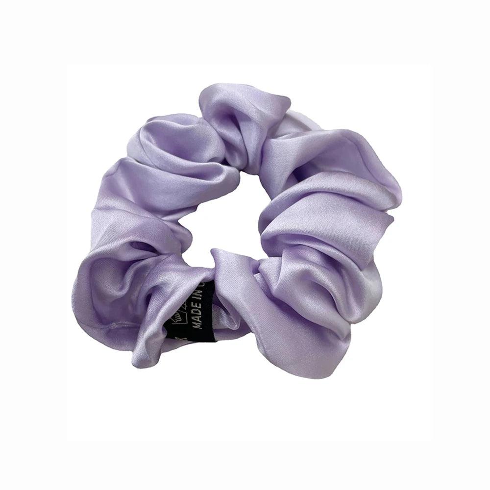 100% Pure Mulberry Silk Large Scrunchies Rubber Bands Hair Ties Gum Elastics Simple Pure Color for Women Girls 19 Momme 3.5CM