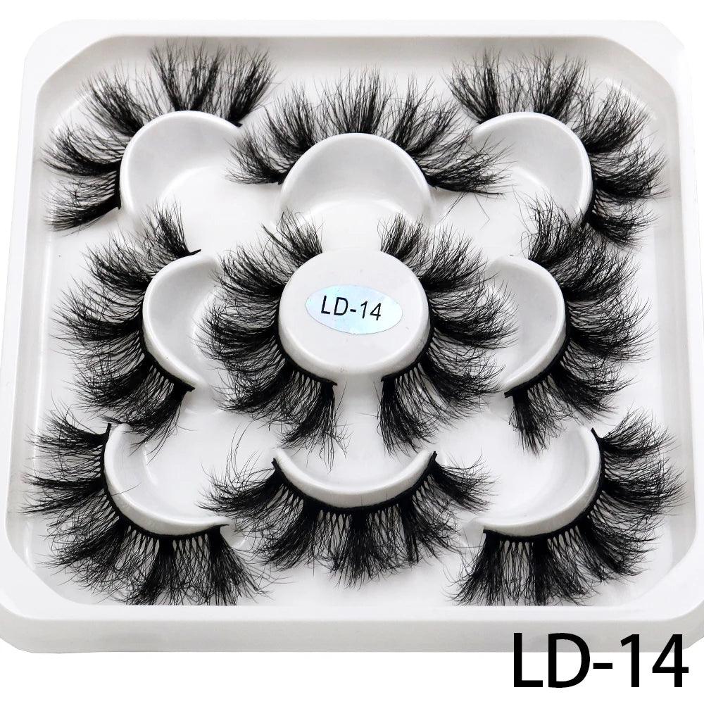 5 Pairs 25mm 3D Mink Eyelashes Bulk Russian roll Fluffy Natural False Eyelash Dramatic Mink lashes Makeup tools Wholesale lashse