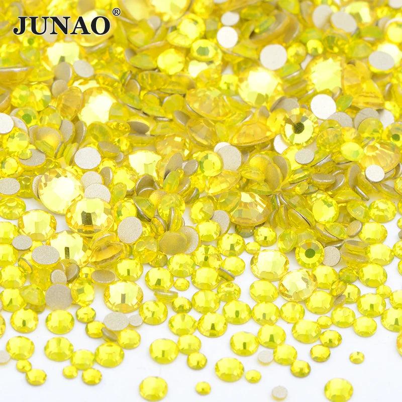 JUNAO 1400pc Mix Size White Opal Glass Rhinestones 3D Nail Art Stones Nail Crystal Gems Stickers Non Hot Fix Strass Appliques