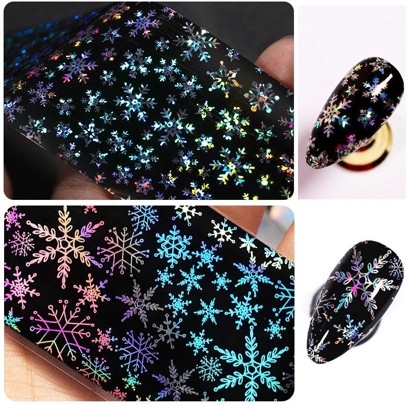 Aurora Chrome Nail Foil Mirror Effect Nail Pigment Irridescent Glitter Heart Marble Foil Sticker Decoration Manicure Wraps