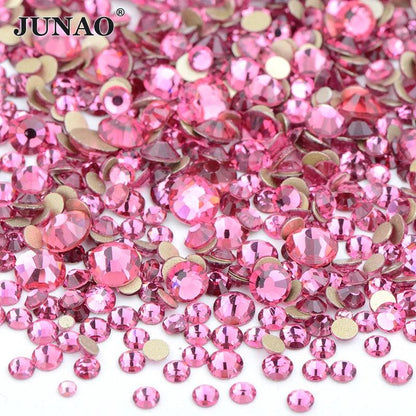 JUNAO 1400pc Mix Size White Opal Glass Rhinestones 3D Nail Art Stones Nail Crystal Gems Stickers Non Hot Fix Strass Appliques