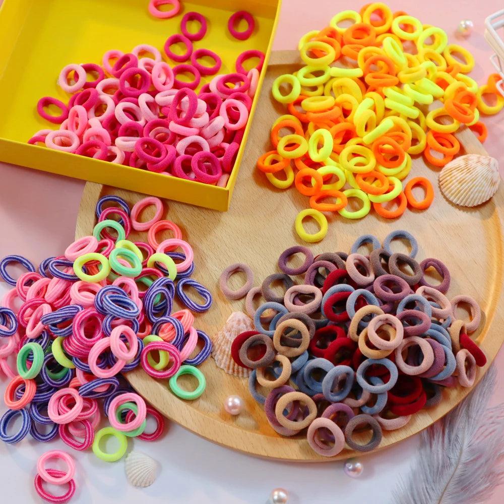 100PCS Candy colors Cute Girls Elastic Hair Ties Baby Small Hairbands Soft Cotton Ponytail Holder Headbands Hair Accessoires