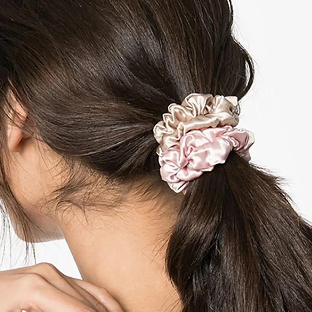 100% Pure Mulberry Silk Scrunchies Hair Ties Rubber Bands for Women Girls Small Elastic Ponytail Holder No Damage 19 Momme 1.5CM