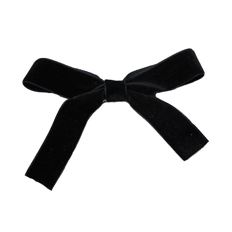 Lystrfac Fashion Velvet Bow Hairpin Women Girls Black Red Hairclip Headdress Bang Bow Hairgrips Back Head Retro Hair Accessories