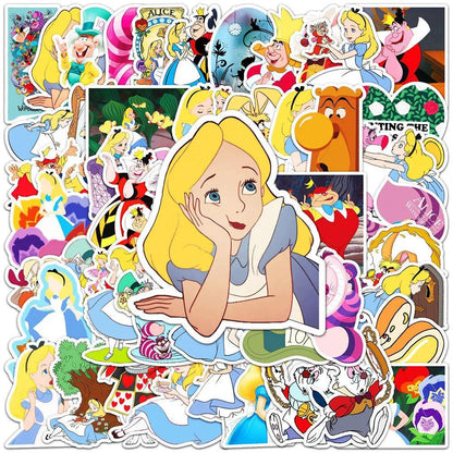 10/30/50pcs Disney Movie Alice in Wonderland Cartoon Stickers Luggage Guitar Fridge Laptop Phone DIY Kid Toy Waterproof Sticker