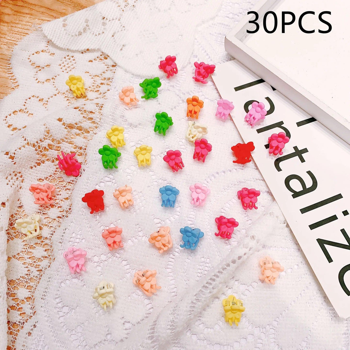 30/50PCS Set Girls Cartoon  Colorful Flower Mini Hair Claws Kids Sweet Hairpins Children Fashion Hair Accessories Cute Hair Clip