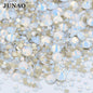 JUNAO 1400pc Mix Size White Opal Glass Rhinestones 3D Nail Art Stones Nail Crystal Gems Stickers Non Hot Fix Strass Appliques