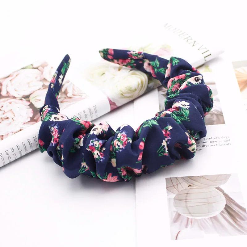 Lystrfac New Fashion Print Leopard Scrunchy Headband for Women Girls Trendy Pleated Hairband Female Headpieces Hair Accessories