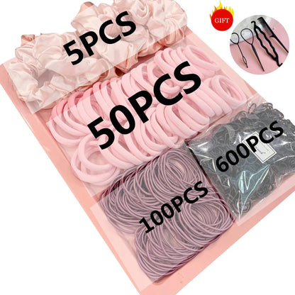 755PCS Hair Accessories for Woman Set Seamless Ponytail Holders Variety Hair Scrunchies HairBands Free 4 PCS of Hairpin tool