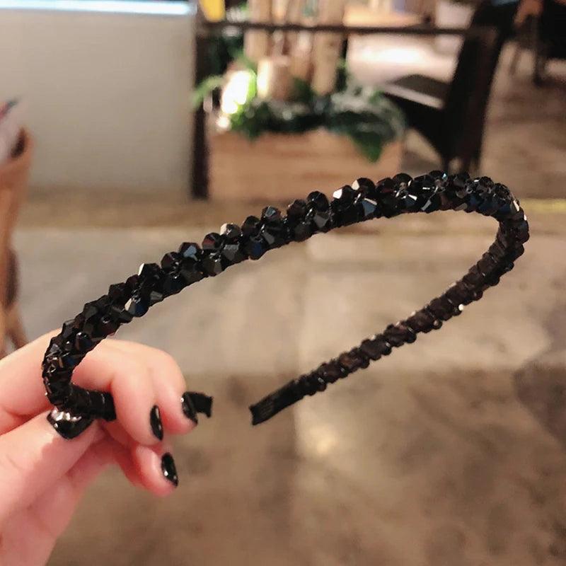 Women Shiny Luxury Rhinestone Hairbands Non-slip Bezel Colorful  Diamond Hair Hoop Hair Accessories for Women Crystal Headbands