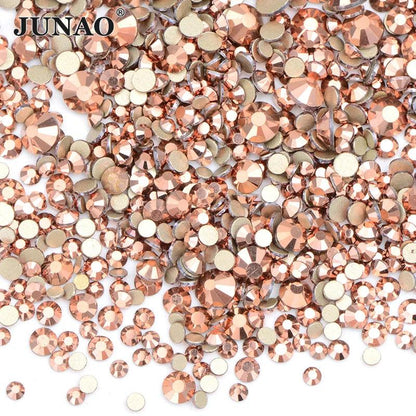 JUNAO 1400pc Mix Size White Opal Glass Rhinestones 3D Nail Art Stones Nail Crystal Gems Stickers Non Hot Fix Strass Appliques