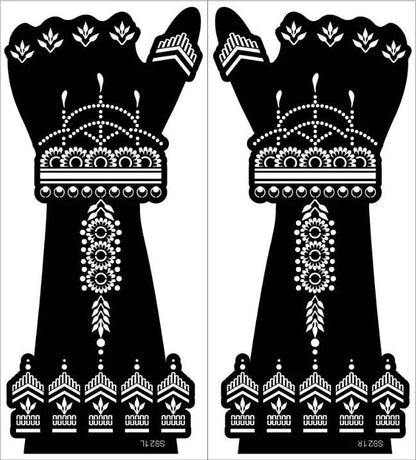 2 sheet Large Henna Hand Tattoo Stencils Women Girls Hand Finger Body Paint Henna Tattoo Templates Stencil DIY Indian Style