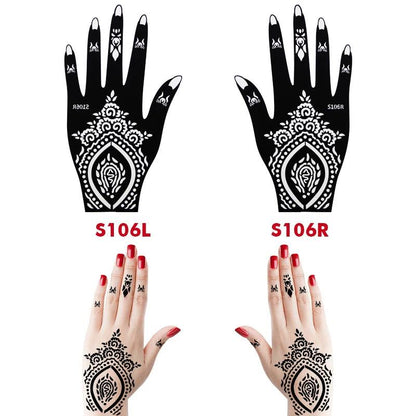 10PCS Self-Adhesive Reusable Henna Tattoo Stencils,Mehndi Indian Temporary Hand Tattoos For Body Art Painting 5 Pairs