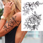 Black Flower Rose Waterproof Temporary Bird Snake Sexy Body Arm Leg Gem Henna Tattoo Fashion Big Fake Sleeve Sticker