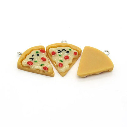 10pcs Cute Resin Triangle Pizza Food Charms Diy Cartoon Foods Keychains Earring Pendants Accessory Kawaii Women Jewelry Make