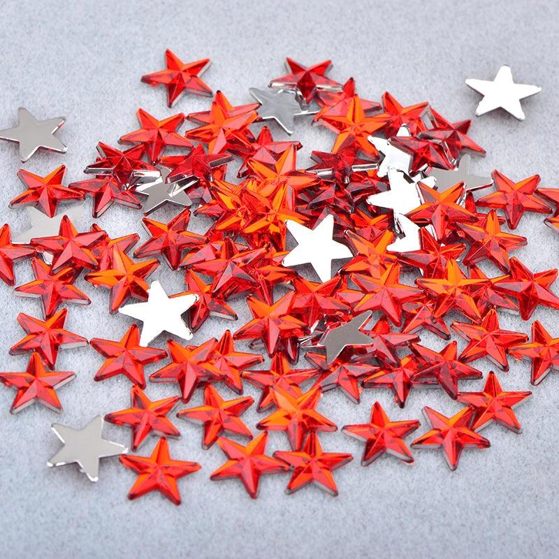 JUNAO 100pcs 10mm Crystal AB Star Decoration Rhinestone Stickers Flatback Stones Applique Non Hot Fix Strass For Clothes Crafts