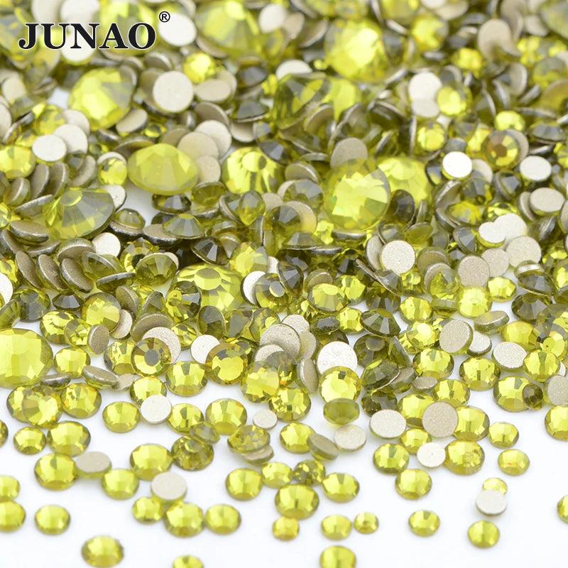 JUNAO 1400pc Mix Size White Opal Glass Rhinestones 3D Nail Art Stones Nail Crystal Gems Stickers Non Hot Fix Strass Appliques