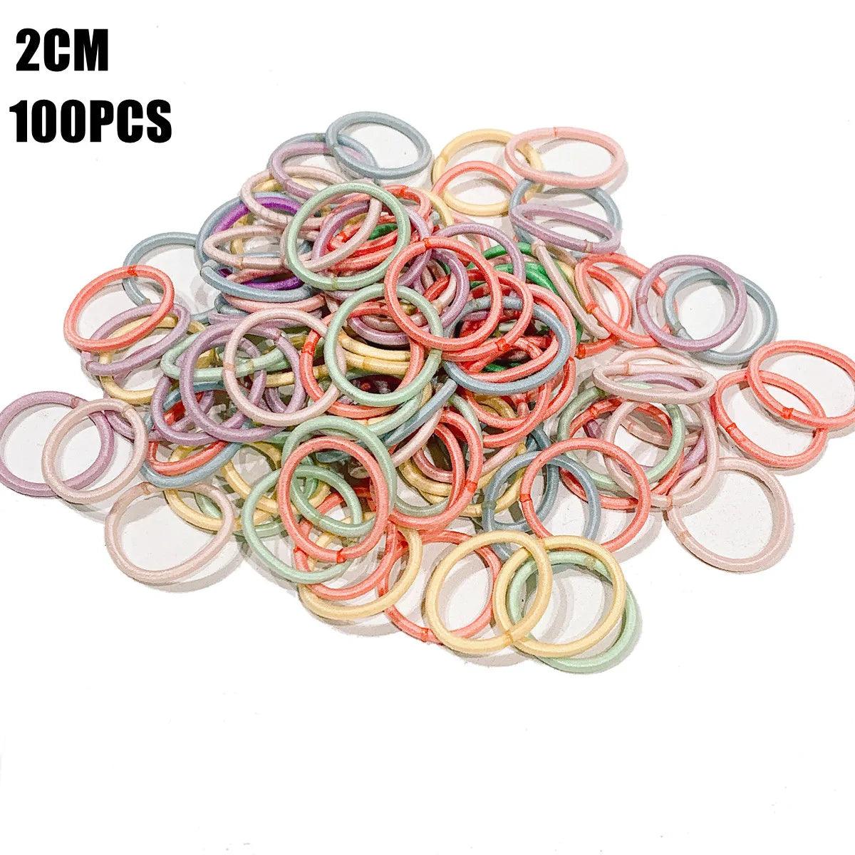 100PCS/Set Candy colors Baby Girls Hair Ring Children 2/3CM Hair Bands Ponytail Elastic Rubber Band Mini Kid Hair Accessories