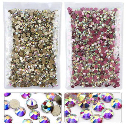 QIAO Flat Back Gems Round Crystal Rhinestones for Crafts Nail Face Art Sewing & Fabric Clothes Shoes Bags DIY Decoration