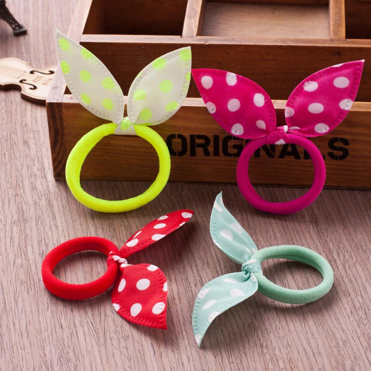 20/40/80PCS Cute Baby Girls Rabbit Hair Bands Printing Ponytail Holder Tie Rope Fashion Hair Accessories Candy Colors Hair Ties