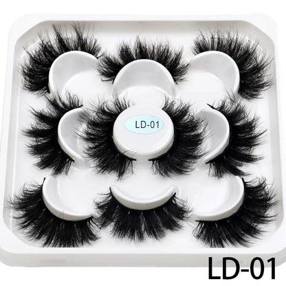 5 Pairs 25mm 3D Mink Eyelashes Bulk Russian roll Fluffy Natural False Eyelash Dramatic Mink lashes Makeup tools Wholesale lashse