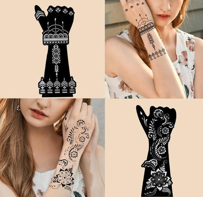 2 sheet Large Henna Hand Tattoo Stencils Women Girls Hand Finger Body Paint Henna Tattoo Templates Stencil DIY Indian Style