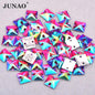 JUNAO 50pcs 7*21mm Sewing Crystal AB Rectangle Rhinestone Applique Flat Back Gems Acrylic Stone Sewn Crystal Strass for Needwork