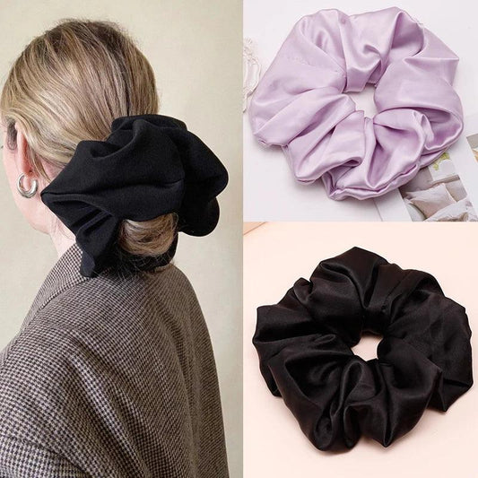 Lystrfac Stain Silk Oversize Scrunchies for Women Girls Solid Color Hair Rope Elastic Hair Band Hair Tie Hair Accessories