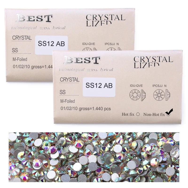 QIAO Flat Back Gems Round Crystal Rhinestones for Crafts Nail Face Art Sewing & Fabric Clothes Shoes Bags DIY Decoration