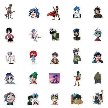 10/30/50pcs Anime Gorillaz Music Band Cartoon Stickers Decal Motorcycle Phone Laptop Luggage Guitar Car Graffiti Sticker Kid Toy