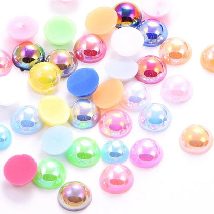 OLEEYA 2pcs Two Colors ABS Resin Imitation Pearls Half Round Rhinestone Glue On Flatback Rhinestone Use For Choose Colors F0314 - HighGloss Shop