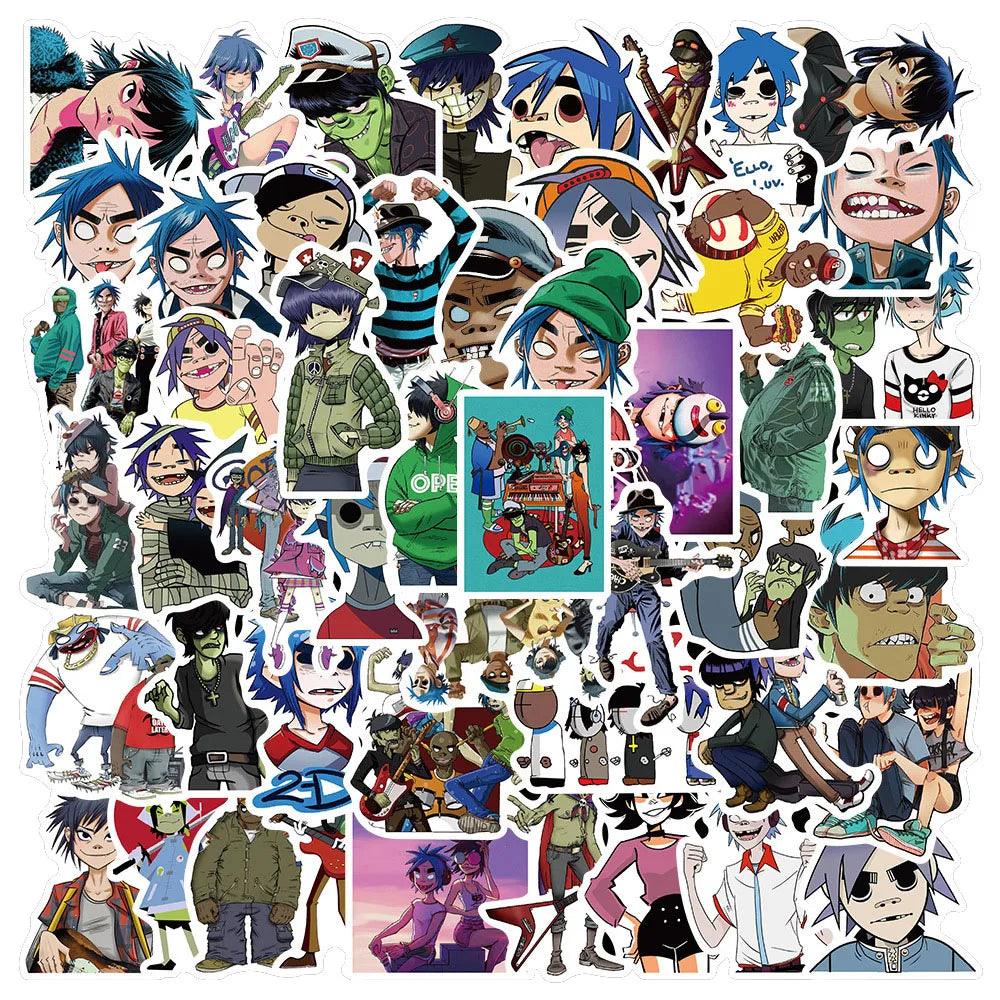 10/30/50pcs Anime Gorillaz Music Band Cartoon Stickers Decal Motorcycle Phone Laptop Luggage Guitar Car Graffiti Sticker Kid Toy