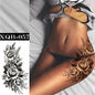 Black Flower Rose Waterproof Temporary Bird Snake Sexy Body Arm Leg Gem Henna Tattoo Fashion Big Fake Sleeve Sticker