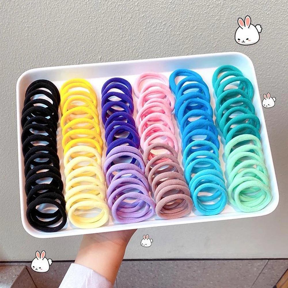 50PCS 4.5CM  Multicolor Hair Scrunchy For Women Hair Bands Elastic Seamless Link Rope Hair Accessories Cotton  Hair Ties