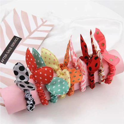 20PCS Mix Rabbit Ears Elastic Hair Bands For Girls Fashion Bowknot  Ponytail Holder For Hair Accessories Headwear Hair Ties