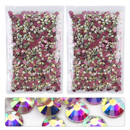 QIAO Flat Back Gems Round Crystal Rhinestones for Crafts Nail Face Art Sewing & Fabric Clothes Shoes Bags DIY Decoration