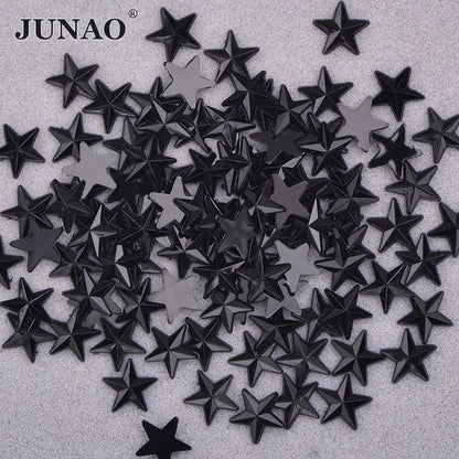 JUNAO 100pcs 10mm Crystal AB Star Decoration Rhinestone Stickers Flatback Stones Applique Non Hot Fix Strass For Clothes Crafts