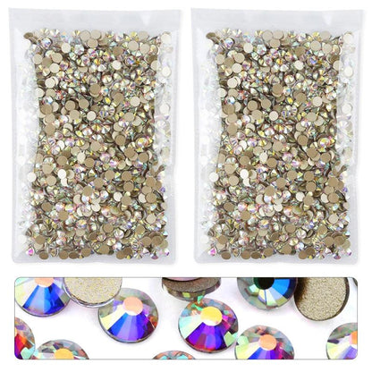 QIAO Flat Back Gems Round Crystal Rhinestones for Crafts Nail Face Art Sewing & Fabric Clothes Shoes Bags DIY Decoration