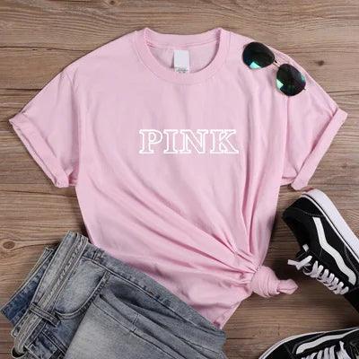 Funny T Shirt Ladies Clothes T-shirt Female Tops Tees Brand PINK Letters Printed Women O-Neck Tshirt Summer Cool