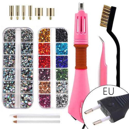 Fast Heated! EU/US Plug White Hotfix Rhinestone Applicator Pink Iron-on Hot Fix Rhinestone Applicator Wand Heat-fix Tool  Y2852