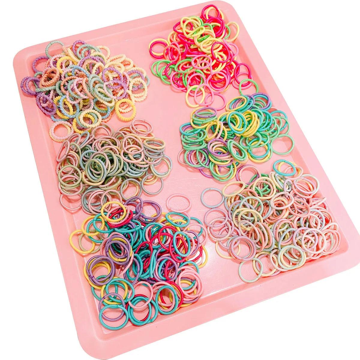 100PCS/Set Candy colors Baby Girls Hair Ring Children 2/3CM Hair Bands Ponytail Elastic Rubber Band Mini Kid Hair Accessories