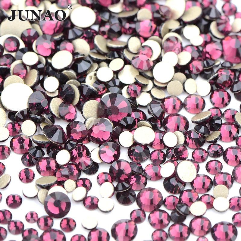 JUNAO 1400pc Mix Size White Opal Glass Rhinestones 3D Nail Art Stones Nail Crystal Gems Stickers Non Hot Fix Strass Appliques