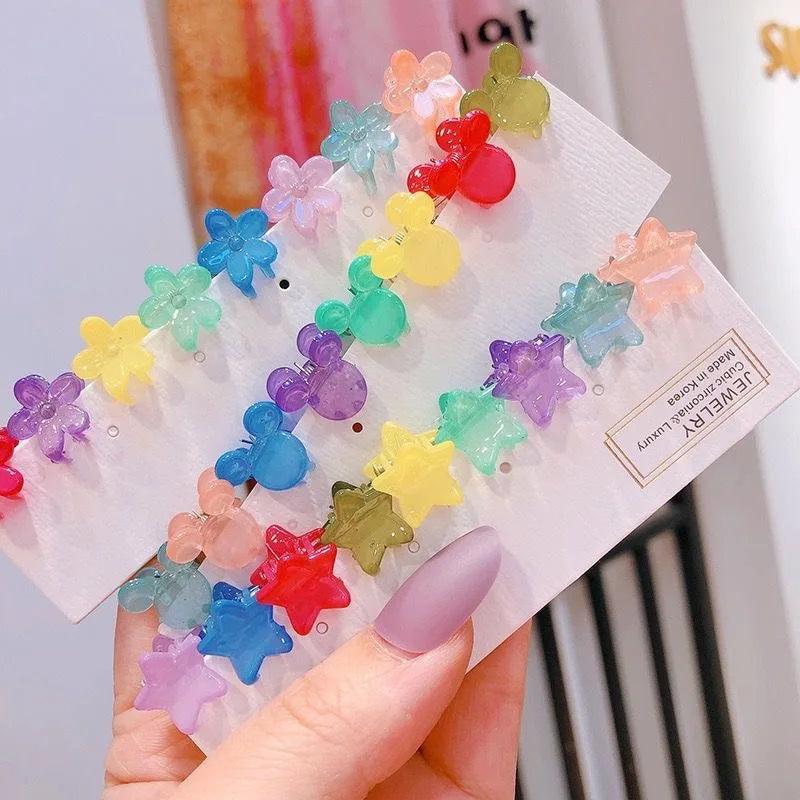 30/50PCS Set Girls Cartoon  Colorful Flower Mini Hair Claws Kids Sweet Hairpins Children Fashion Hair Accessories Cute Hair Clip