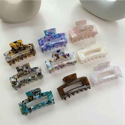 Eco-friendly Large Acetate Hair Claw Clip Colorful Rectangle Geometric Tortoise Shell Shark Clip Women Hair Accessories Gifts