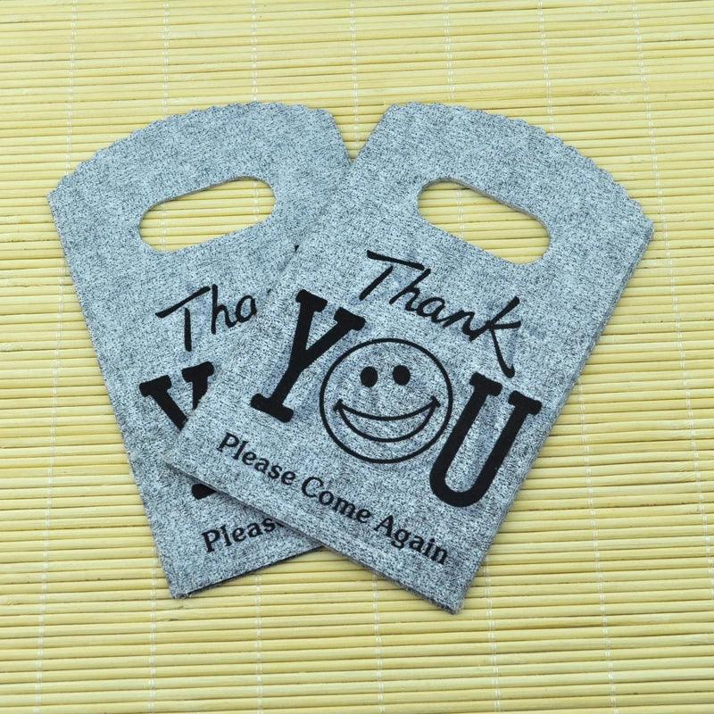 100Pcs/Lot "Thank You" Design Coffee Plastic Bag 9x15cm Jewelry Candy Gift Bag With Handles Small Plastic Packaging Bags