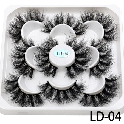 5 Pairs 25mm 3D Mink Eyelashes Bulk Russian roll Fluffy Natural False Eyelash Dramatic Mink lashes Makeup tools Wholesale lashse